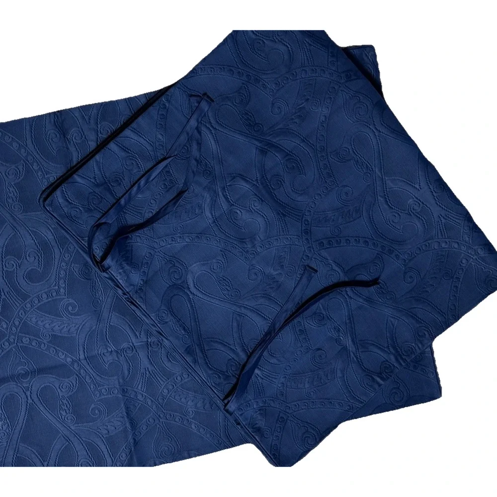 Beautiful Luxury King Shams Chambers Fine Linen Pair Pillowcases Navy Blue Italy